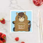 Serviette En Papier Cheval Baby shower Blue Boy (En situation)
