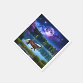 Serviette En Papier Cheval belge Palomino sous ciel étoilé violet (Coin)