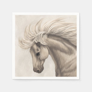 Serviette En Papier Cheval blanc gris d'ivoire sauvage Mane