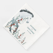 Serviette En Papier Cheval Blanc Juniper Bleu & Baies Rouges (Coin)