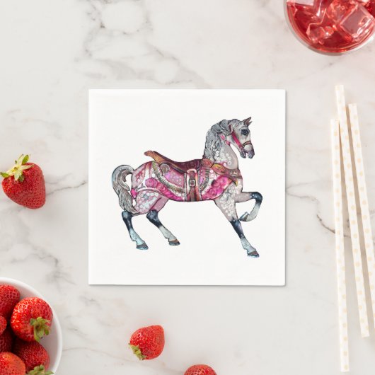 Serviette En Papier Cheval carrousel Papier Napkin (En situation)
