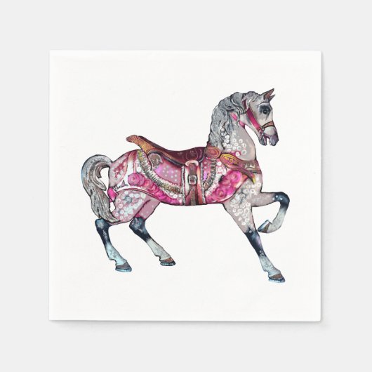 Serviette En Papier Cheval carrousel Papier Napkin (Devant)