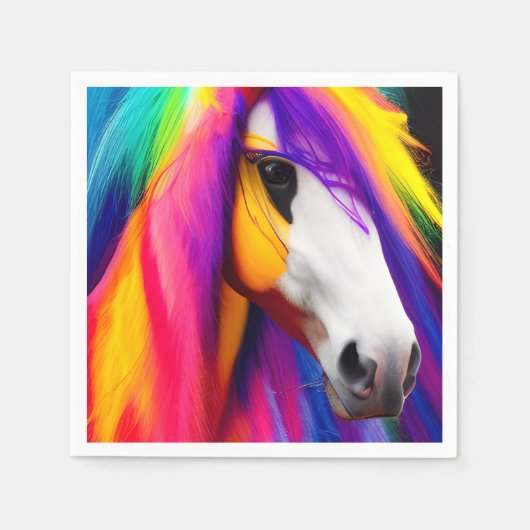 Serviette En Papier Cheval coloré (Devant)