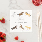 Serviette En Papier Cheval Cowgirl équestre élégant 1er anniversaire (En situation)
