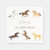 Serviette En Papier Cheval Cowgirl équestre élégant 1er anniversaire (Devant)