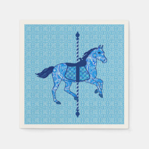Serviette En Papier Cheval de carrousel - Cobalt et Sky Blue