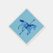 Serviette En Papier Cheval de carrousel - Cobalt et Sky Blue (Coin)