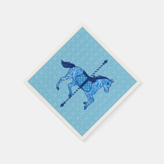 Serviette En Papier Cheval de carrousel - Cobalt et Sky Blue (Coin)