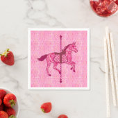 Serviette En Papier Cheval de carrousel - Fuchsia rose (En situation)