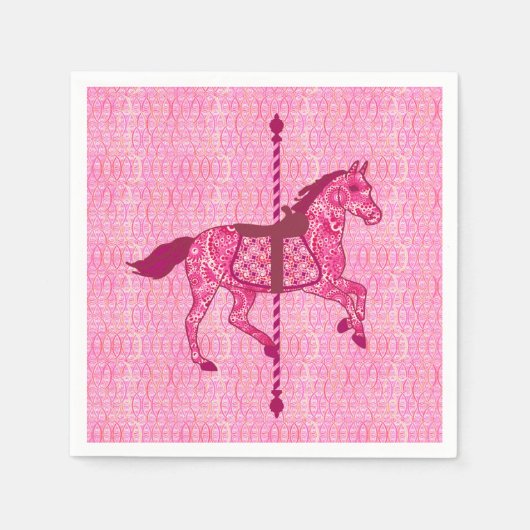 Serviette En Papier Cheval de carrousel - Fuchsia rose (Devant)