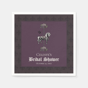 Serviette En Papier Cheval de carrousel squelette violet
