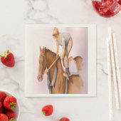 Serviette En Papier Cheval de course et Jockey (En situation)