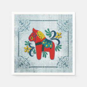 Serviette En Papier Cheval de Dala de Suédois avec le Norvégien