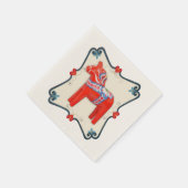 Serviette En Papier Cheval de Dala suédois avec cadre de pétoncle de c (Coin)