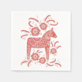 Serviette En Papier Cheval de Dala suédois Rouge et blanc (Devant)