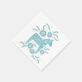 Serviette En Papier Cheval de Dala suédois Turquoise vert et blanc (Coin)