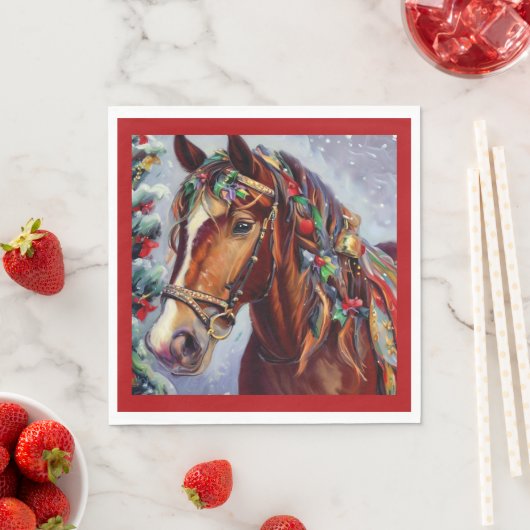 Serviette En Papier Cheval de Noël 2 (En situation)