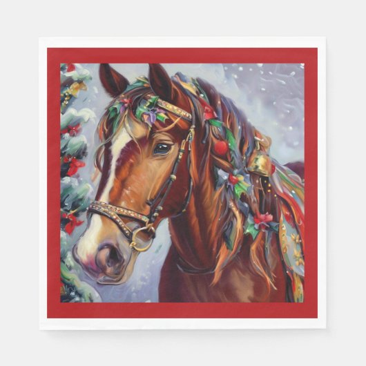 Serviette En Papier Cheval de Noël 2 (Devant)