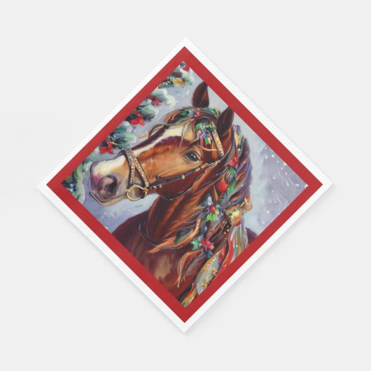 Serviette En Papier Cheval de Noël 2 (Coin)