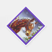 Serviette En Papier Cheval de Noël 3 (Coin)