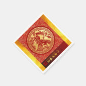 Serviette En Papier Cheval de Nouvel An Chinois 2026 Gold Red SqPPN2 (Coin)