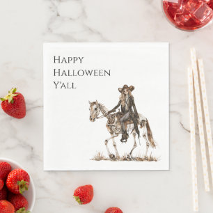 Serviette En Papier Cheval de squelette de cowgirl occidentale Hallowe