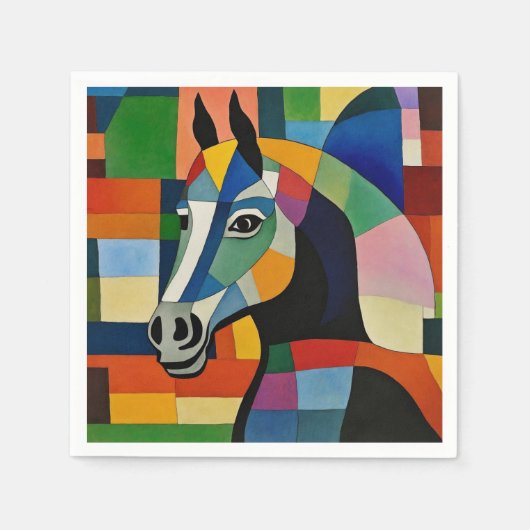 Serviette En Papier Cheval des couleurs (Devant)