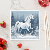 Serviette En Papier Cheval d'hiver blanc magique (En situation)