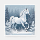 Serviette En Papier Cheval d'hiver blanc magique (Devant)