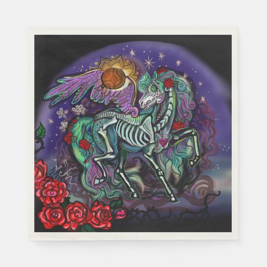 Serviette En Papier Cheval Día de Muertos (Devant)