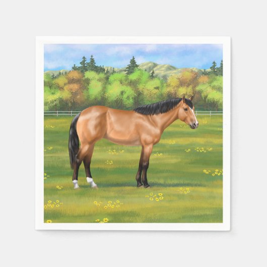 Serviette En Papier Cheval du Quartier des Dun Buckskin (Devant)