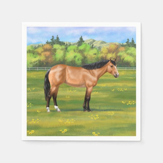 Serviette En Papier Cheval du Quartier des Dun Buckskin (Devant)