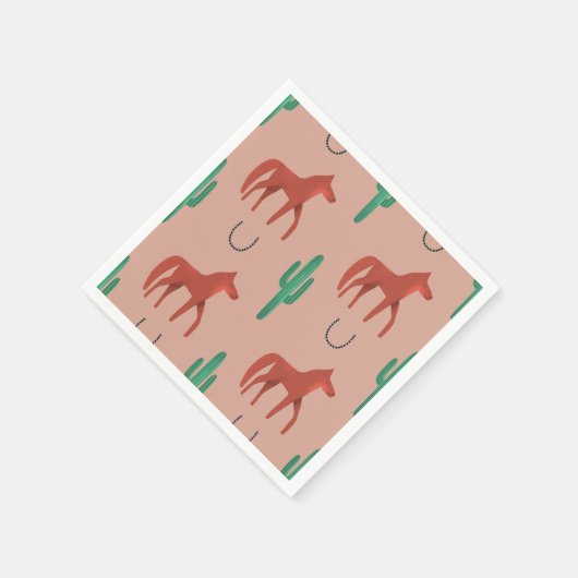 Serviette En Papier cheval et cactus (Coin)