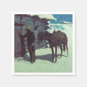 Serviette En Papier Cheval et Cowboy neige hivernale