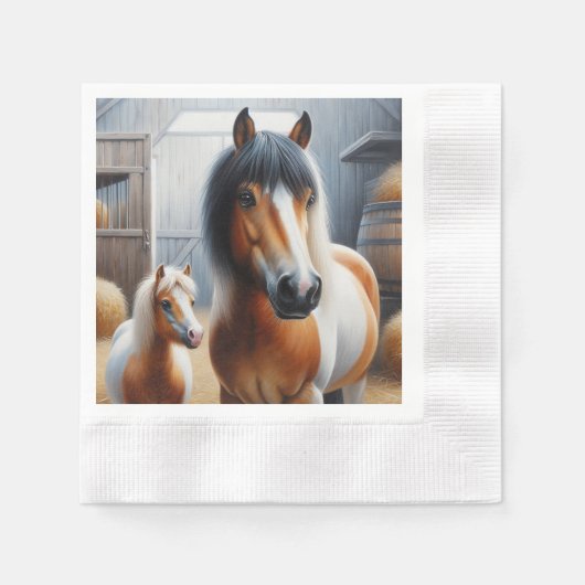 Serviette En Papier Cheval et Pony (Devant)