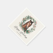 Serviette En Papier Cheval Festif Noël Wreath Joyeuses Fêtes (Coin)