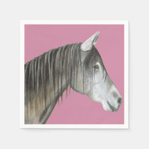 Serviette En Papier Cheval Gris