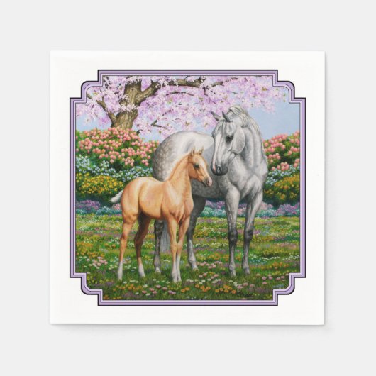 Serviette En Papier Cheval Gris Dappel Mare Palomino Foie (Devant)