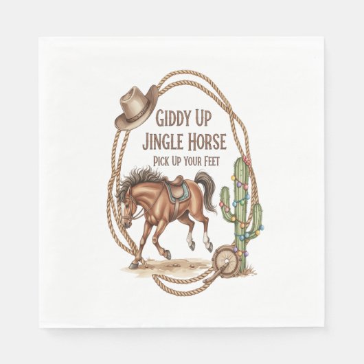 Serviette En Papier Cheval Jingle Giddy Up (Devant)