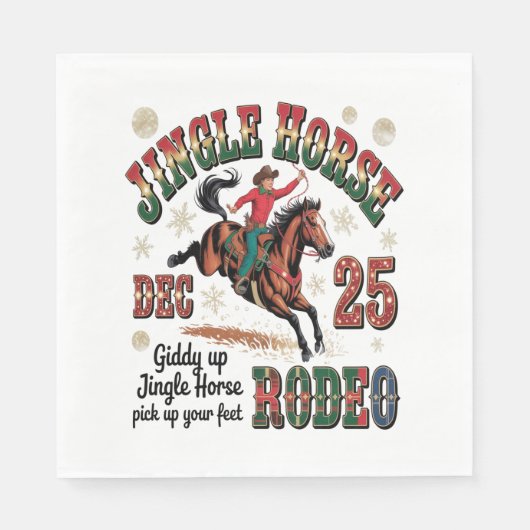 Serviette En Papier Cheval Jingle Rodeo de Noël (Devant)