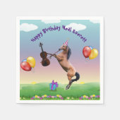 Serviette En Papier Cheval Jouant Le Violon Anniversaire (Devant)
