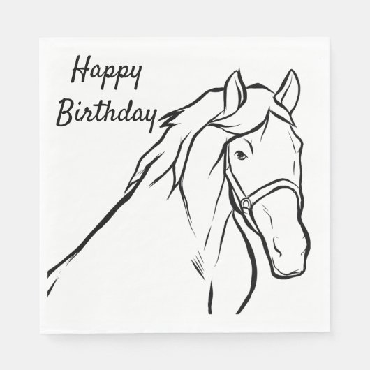 Serviette En Papier Cheval Joyeux Anniversaire équestre mignonne fête  (Devant)
