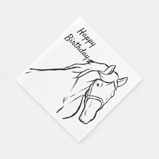 Serviette En Papier Cheval Joyeux Anniversaire équestre mignonne fête  (Coin)