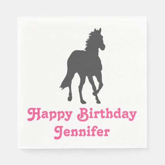 Serviette En Papier Cheval Joyeux Anniversaire équestre mignonne fête  (Devant)
