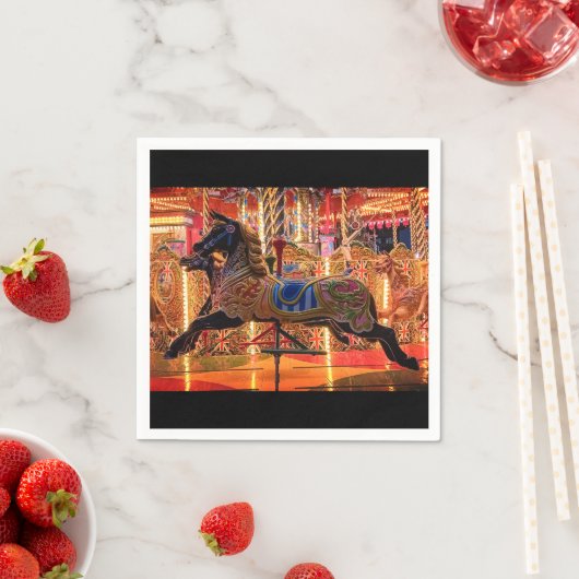 Serviette En Papier Cheval noir (En situation)