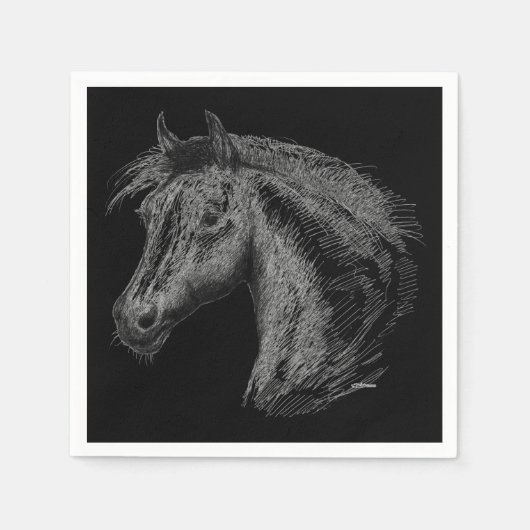 Serviette En Papier Cheval : Noir (Devant)
