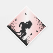 Serviette En Papier Cheval noir cabré rose (Coin)