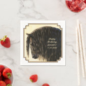 Serviette En Papier Cheval noir Friésien (En situation)