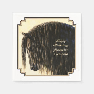 Serviette En Papier Cheval noir Friésien