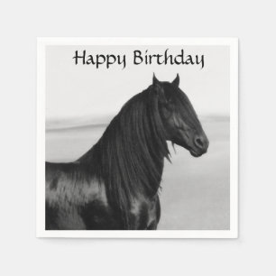Serviette En Papier Cheval noir frison d'étalon
